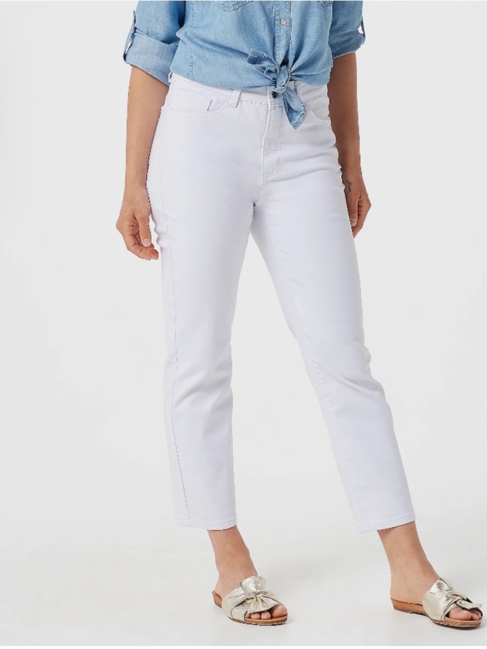 Vera Wang simply Vera women’s 16‎ crop white denim jeans  high waist
